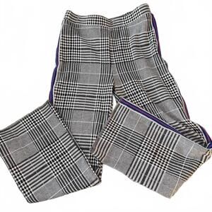 Forever 21 plaid black/white straight-leg pants. blue/red side stripe SZ S/M